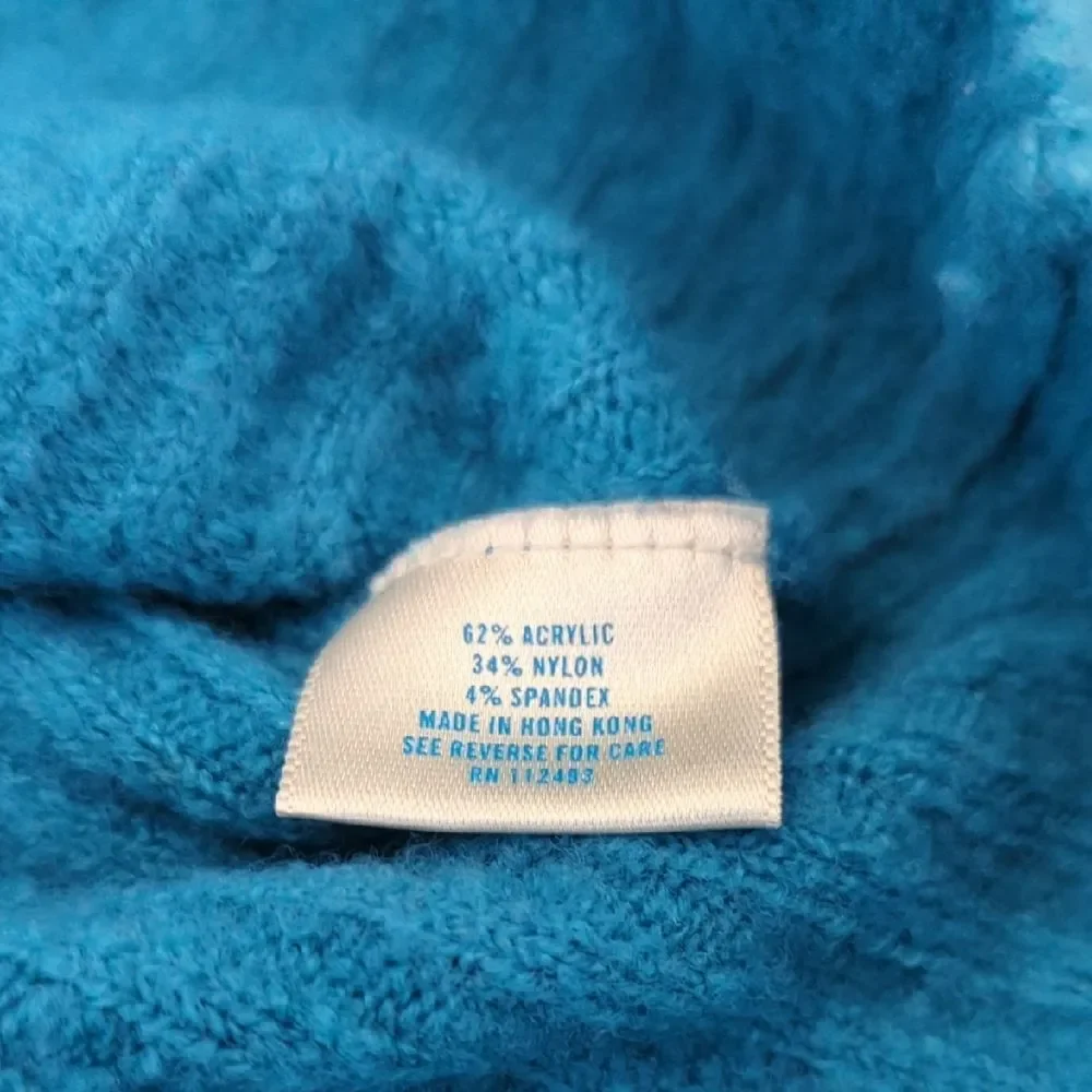 Y2K Vibrant Turquoise V-Neck Hooded Sweater